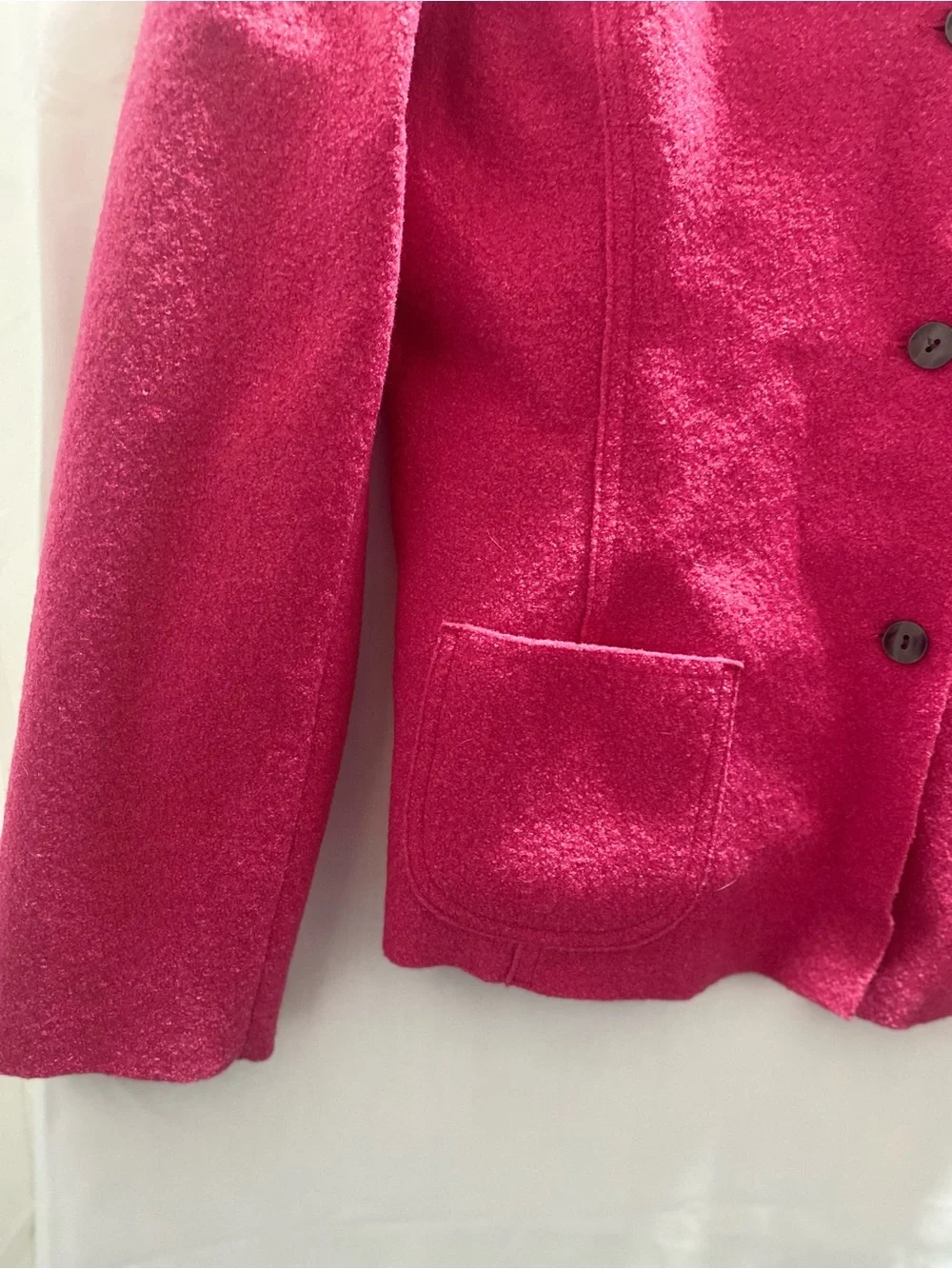 Lord & Taylor hot pink wool button front blazer women patch pockets  14’ Vintage